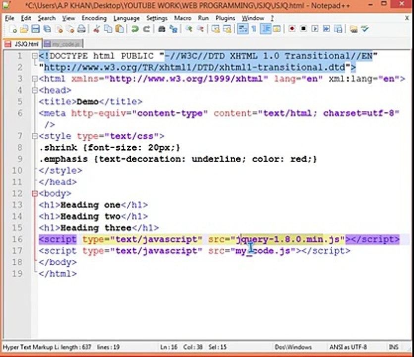 JAVASCRIPT AND JQUERY INTRODUCTION (IN HINDI)-13 CSS MANIPULATION