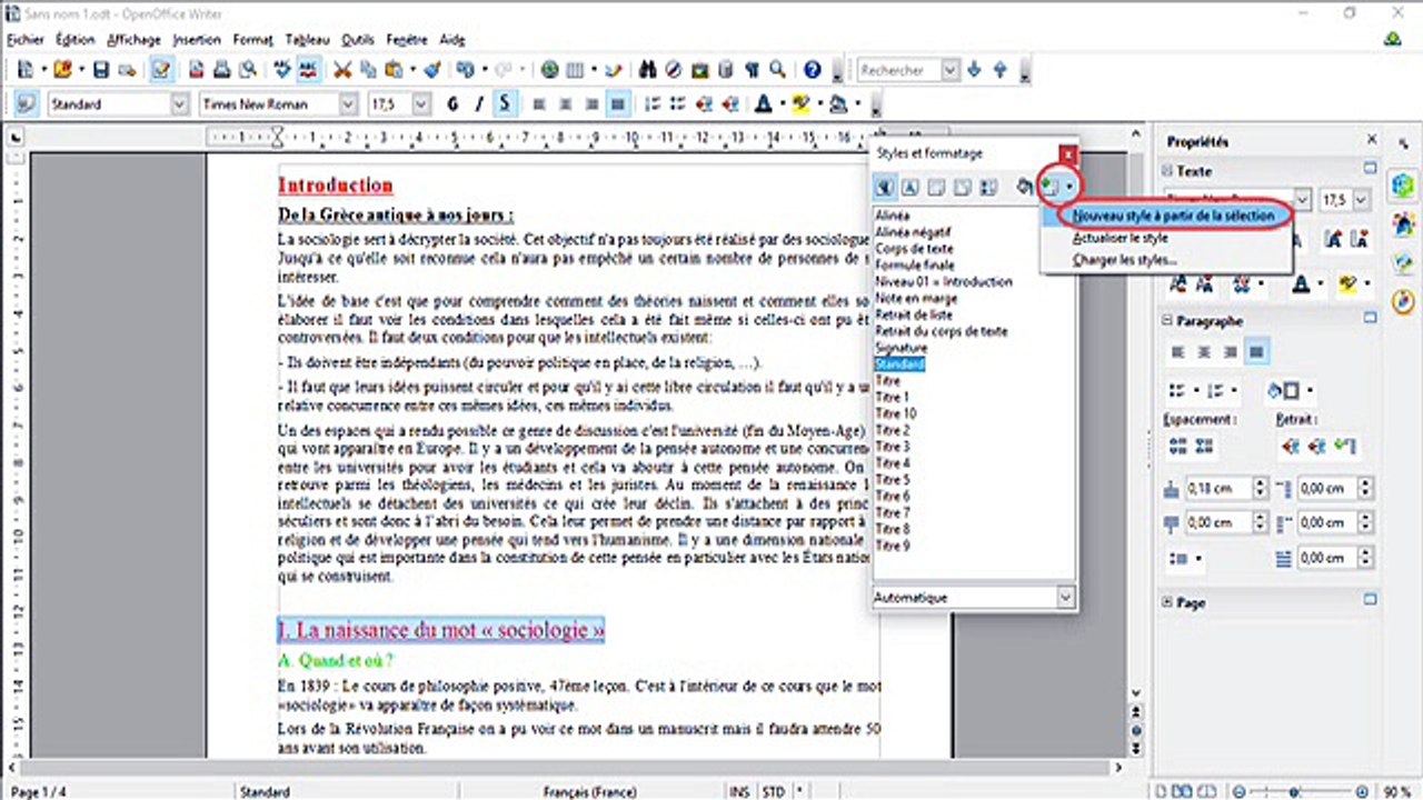 Créer un sommaire automatique sur Open Office