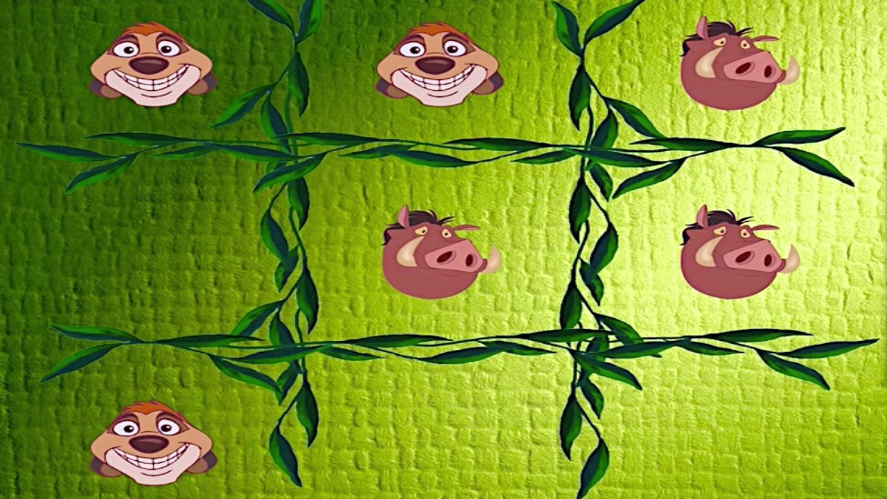 DISNEY - Timor y Pumbaa - tres en raya