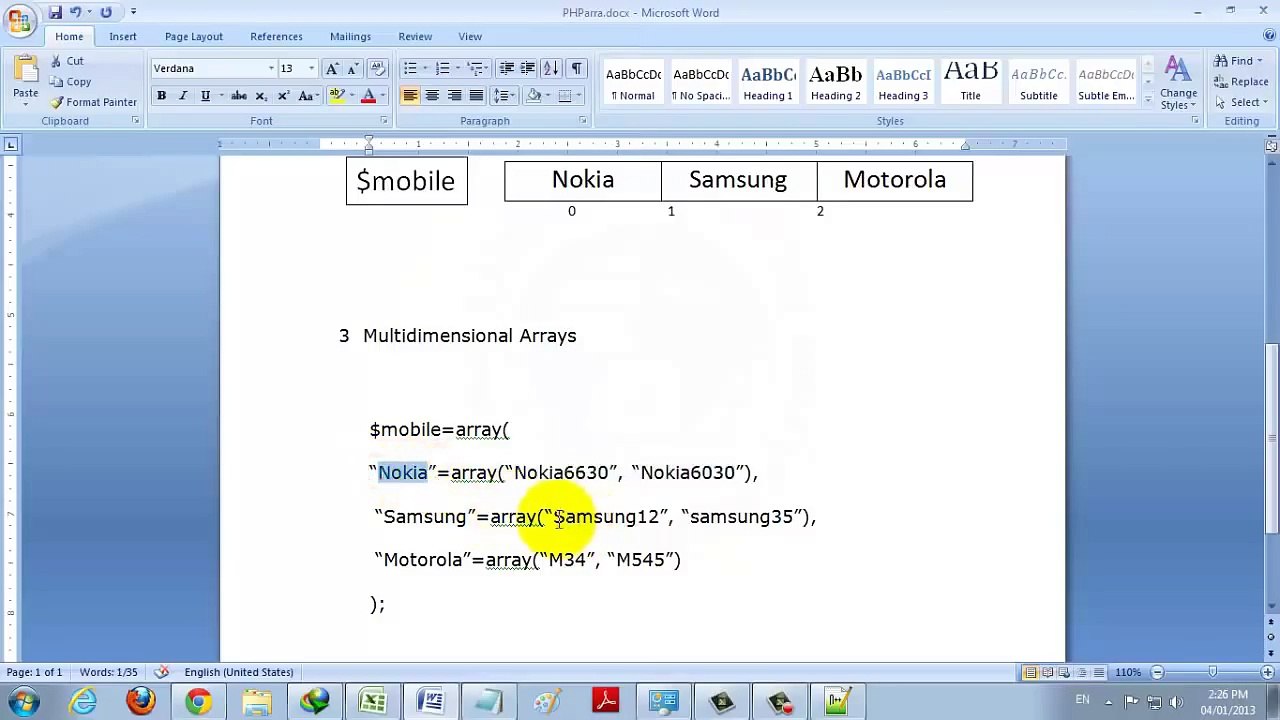 PHP Tutorial in Hindi_Urdu-15 Multidimensional Arrays with Example