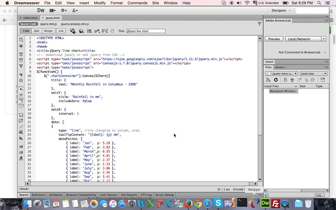 How create graphs with canvasjs videolearnaz