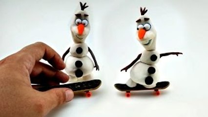 Olaf Skateboarding Play Doh Frozen Stop Motion! Playdough Animación de Disney Frozen