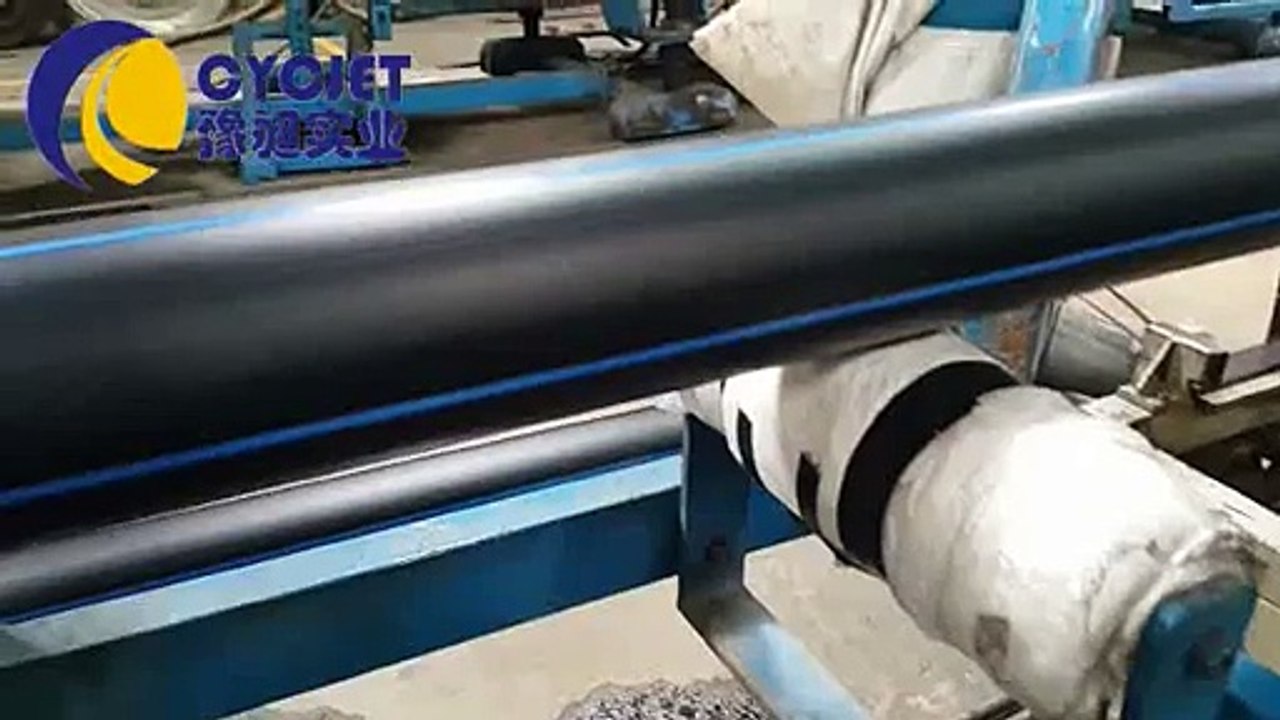 Black HDPE Pipe CYC  Fiber Fly laser Marking Machine_Online laser marking machine fly marking_On the fly laser Marking