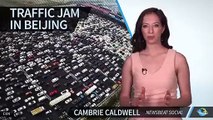 Thousands of Cars Stuck in Beijing Traffic Jam on 50-Lane Expressway