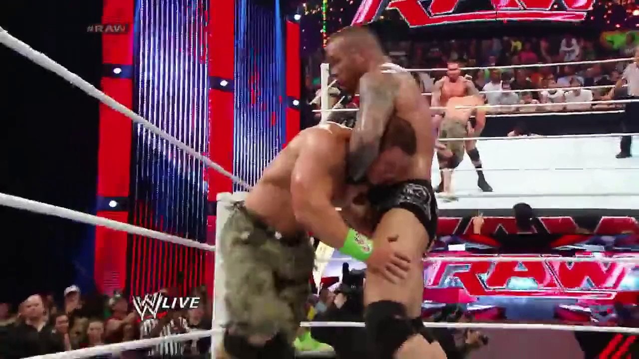 John Cena & Roman Reigns vs. Randy Orton, Seth Rollins & Kane - 3-on-2 Handicap Match Raw, July 14,