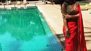 Amy Jackson falls into a Pool in a Saree Slow motion
