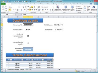 Excel - Réaliser un Tableau d'Amortissement