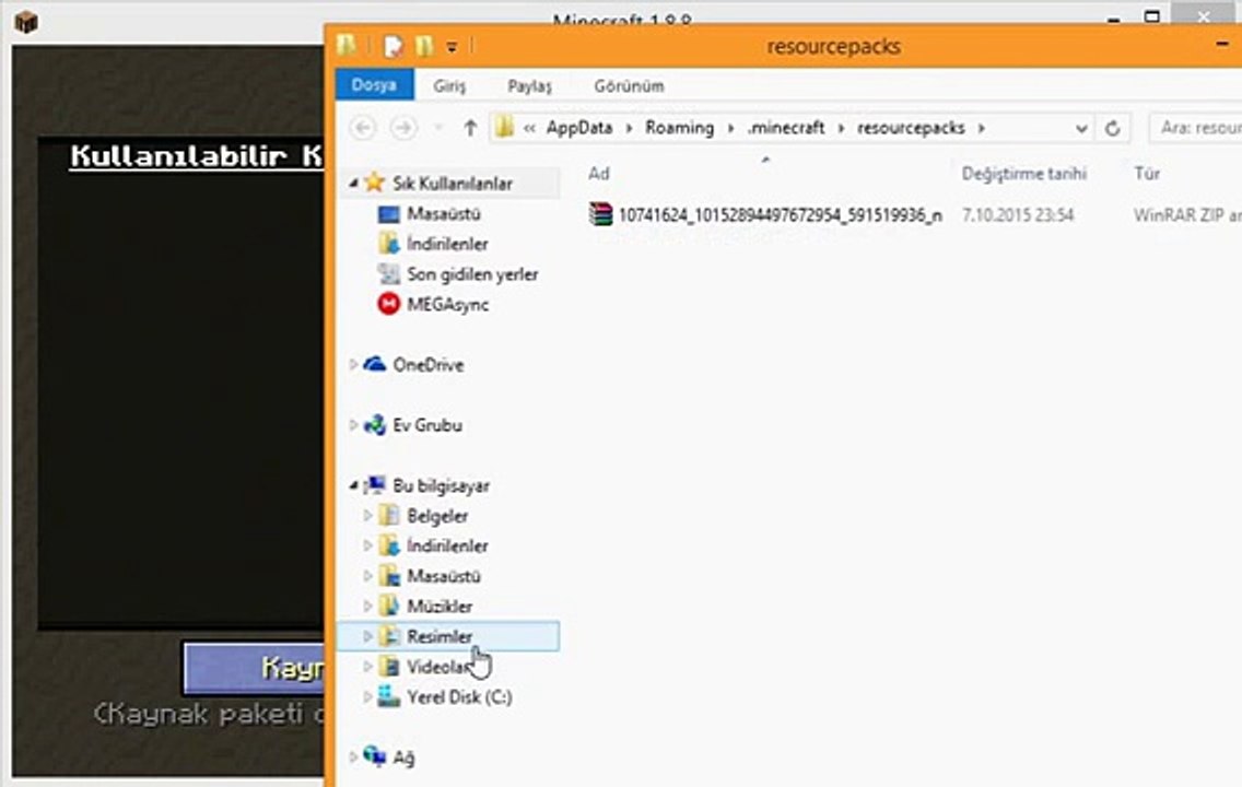 minecraft tema paketi nasıl yüklenir?