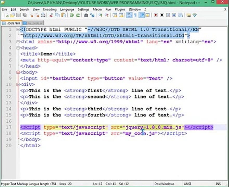 JAVASCRIPT AND JQUERY INTRODUCTION (IN HINDI)-3 SELECTORS