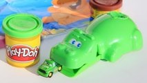 Play Doh Hungry Hungry Hippo Eats Cars Chick Hicks Micro Drifter and Play-Doh Fish Disney