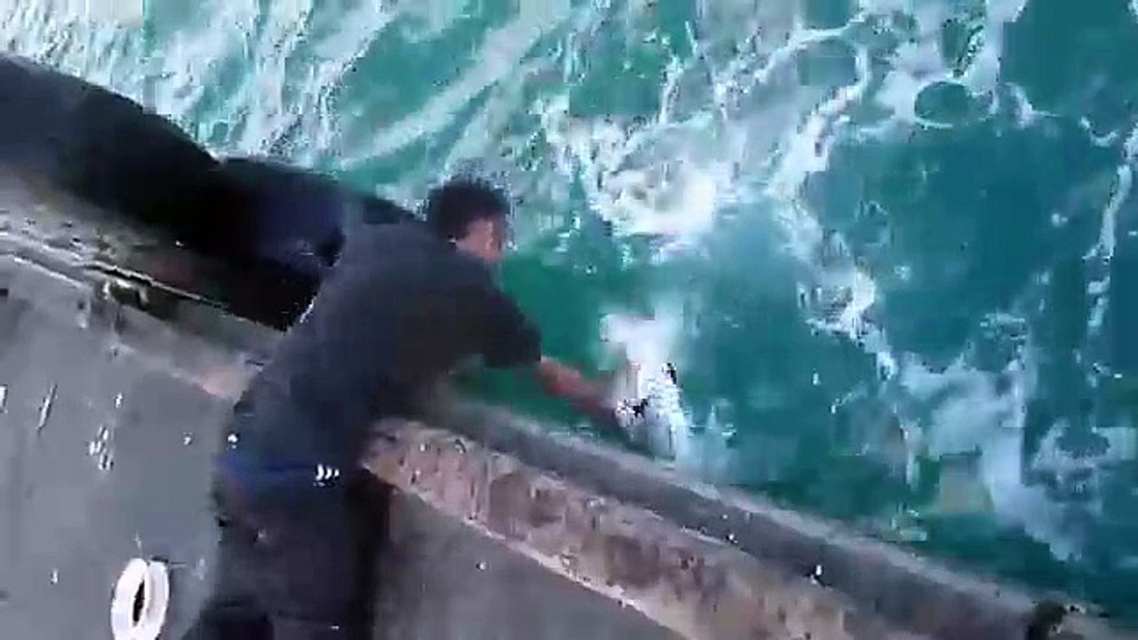 Cattura un pesce alto quasi come lui con le sue mani e alla fine vi lascerà senza parole