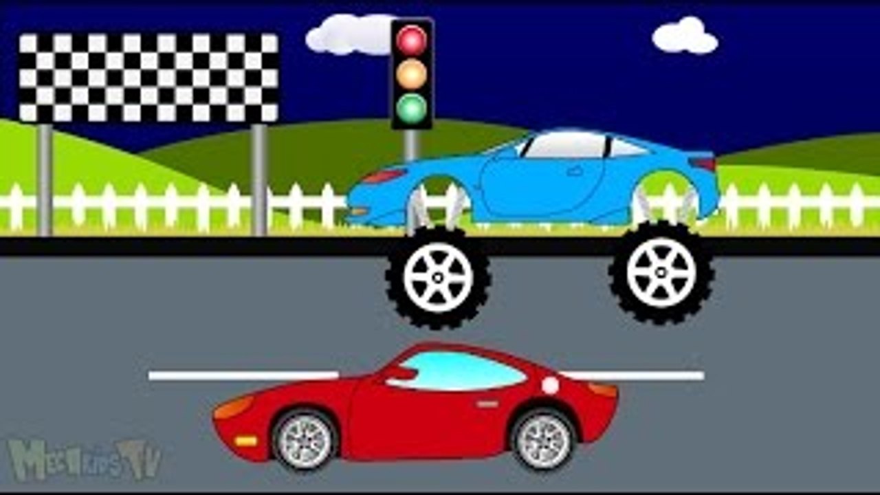 Truck Vs Sport Car - Monster Trucks For Children - Mega Kids Tv
