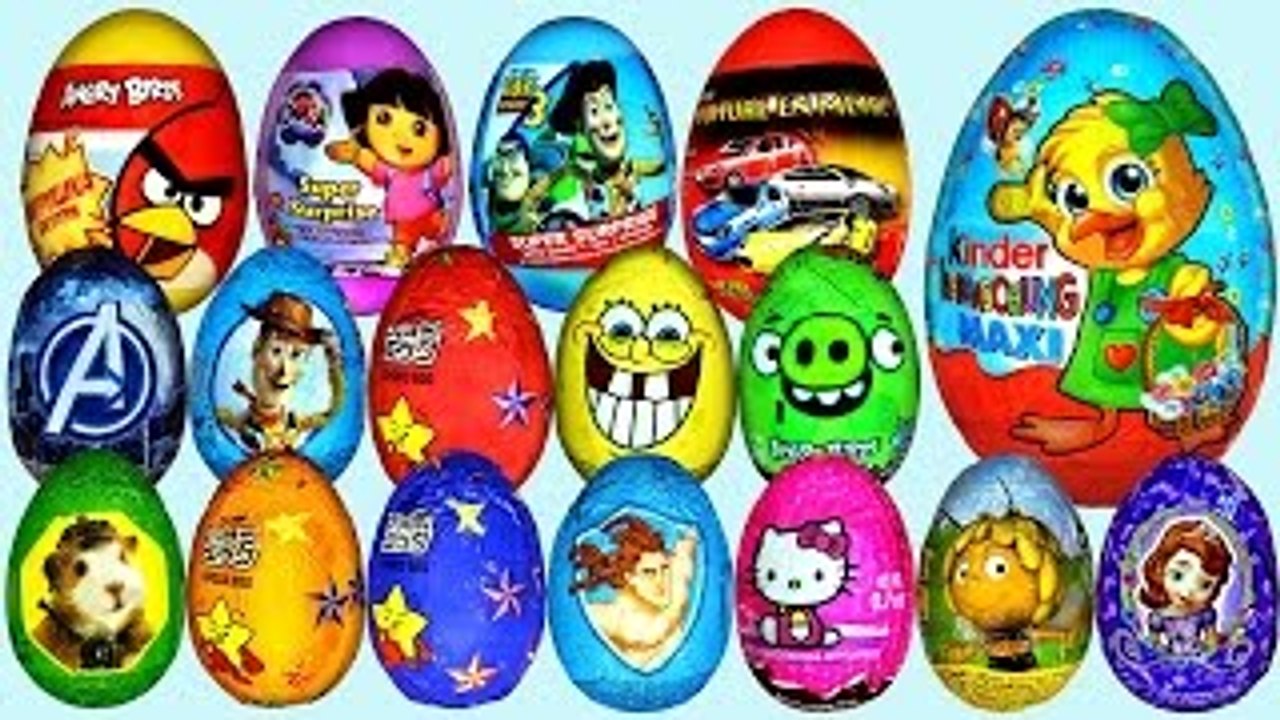 Surprise Eggs Kinder Surprise Frozen Minnie Mouse Mickey Mouse Spiderman Angry Birds