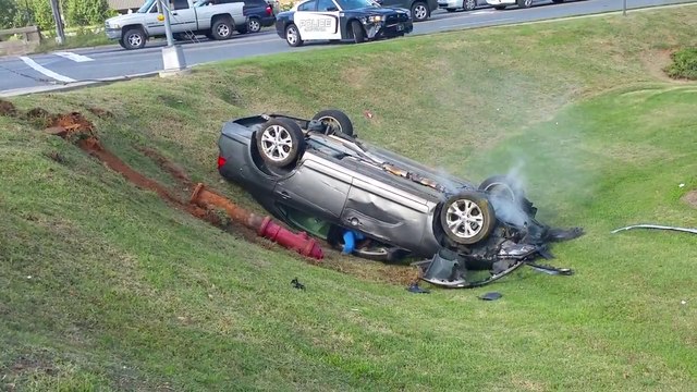 Accident : une femme fait des donuts en voiture