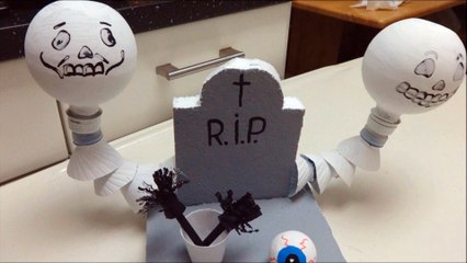 Download Video: Recycled Crafts for Halloween Skeletons out of Plastic Bottles in the Cemetery by Recycled Bottles Crafts