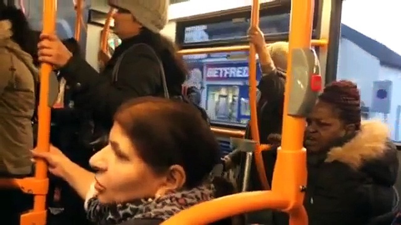 Pakistani woman fight in  london bus