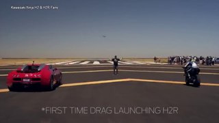 Hyperbike Races Ninja H2R VS Bugatti Veyron, 1350hp GT R & McLaren 12C on Airstrip