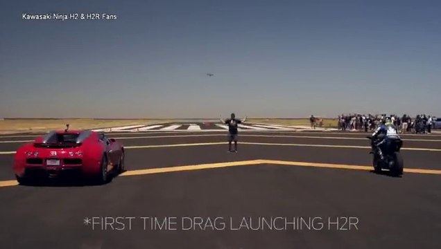 Hyperbike Races Ninja H2R VS Bugatti Veyron, 1350hp GT R & McLaren 12C on Airstrip