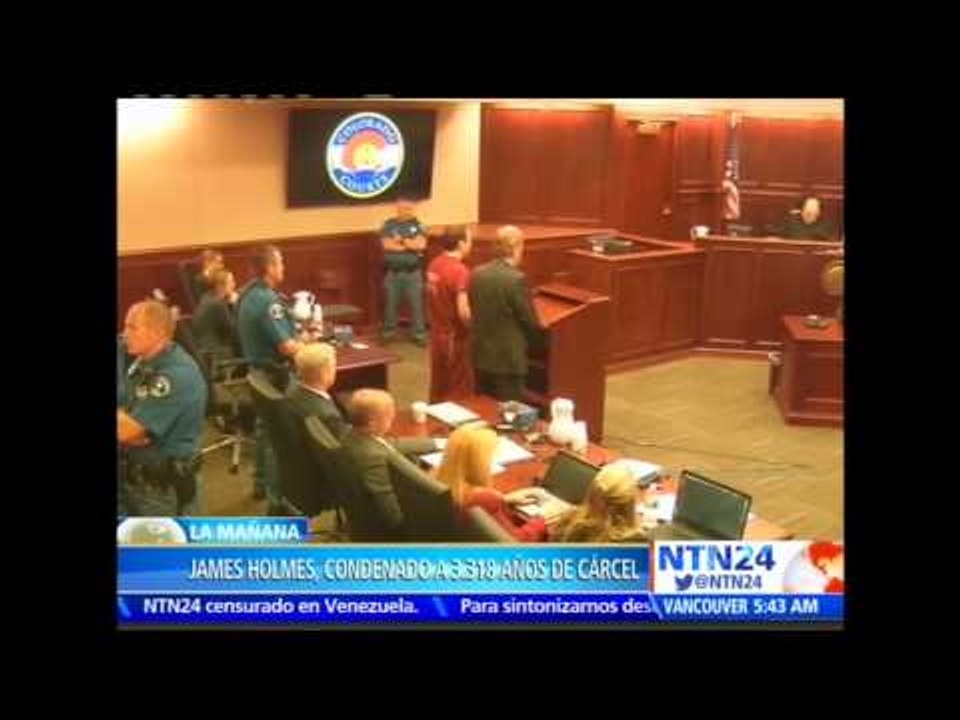 James Holmes es condenado formalmente a cadena perpetua por la masacre en cine de Colorado