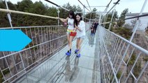 Amazing.,,Glass Walkway Cracks Under Tourists' Feet in China