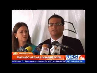 María Corina Machado apelará inhabilitación a cargos públicos porque la considera arbitraria