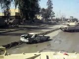 Massive Army Tank drives over Car Bomb Explosion