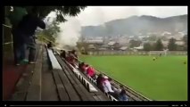 Football fans at this club in Slovakia got a great view...of a steam train!