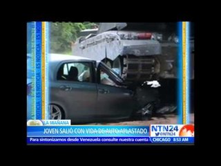 Un tanque de guerra aplastó un carro sin dejar ningún herido