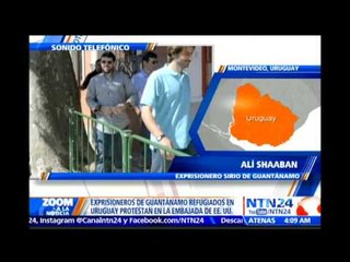 Exprisioneros de Guantánamo protestan en Embajada de EE.UU. en Uruguay denunciando abandono
