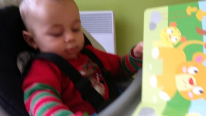 Baby hears lion roar for the first time