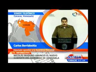 Diputado venezolano asegura que nuevo gabinete no es beneficio para el país
