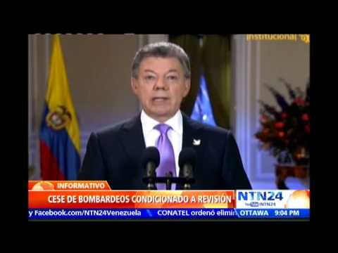Presidente Santos ordena el cese de bombardeos contra campamentos de las FARC durante un mes