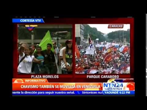 Así avanzan las multitudinarias marchas del chavismo en Venezuela