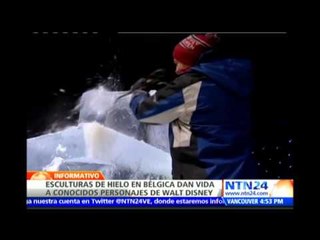 Esculturas de hielo dan vida a conocidos personajes de Walt Disney en Bélgica