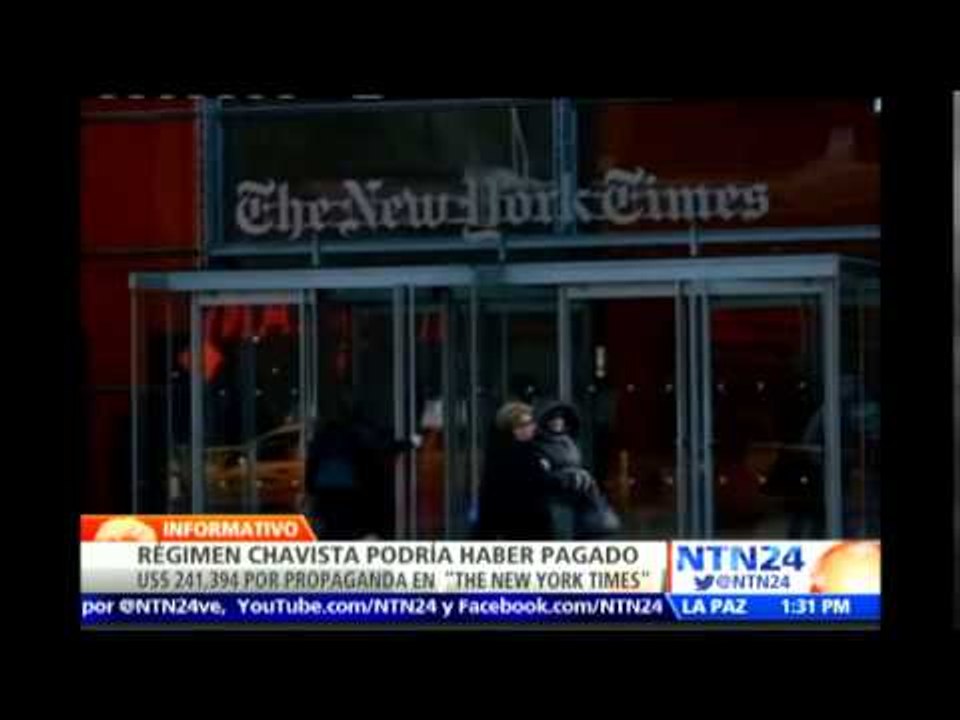 Controversia por propaganda de Gobierno Maduro en "The New York Times"costaría más de USD 240.000