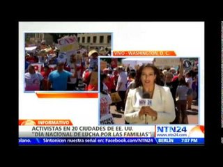 Activista proinmigrantes marchan hacia la casa blanca paso corresponsal