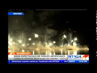 Espectacular muestra de fuegos artificiales en la clausura del festival de verano en Ginebra