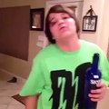 Funny kid drinks Vodka vine