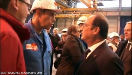 Hollande à Saint-Nazaire : un représentant CGT refuse de lui serrer la main