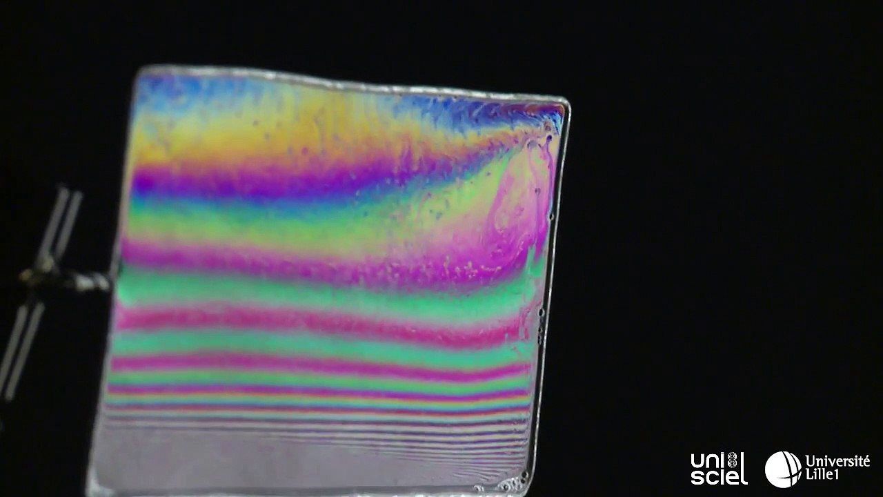 Irisations d'une pellicule d'eau savonneuse