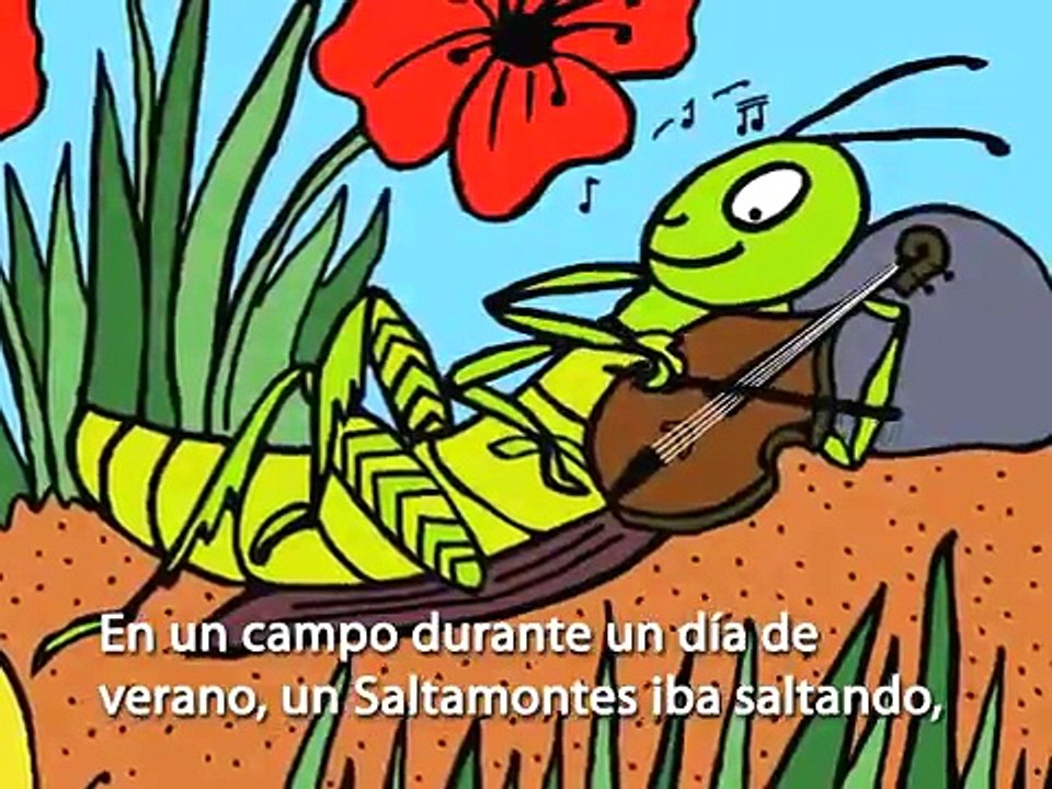 Fairy Tale: The Ant and the Grasshopper (La Hormiga y el Saltamontes) in Spanish from Spea