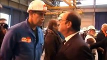 St Nazaire : 2 syndicalistes CGT refusent de serrer la main de F. Hollande
