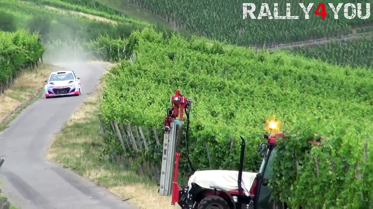 Neuville almost crash with a tractor | Rally Deutschland Test 2015 [HD]