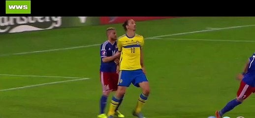 Zlatan Ibrahimovic punch Liechtenstein players! Liechtenstein vs Sweden 0 - 2 _ 09.10.2015