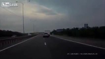 Box Truck Rear Ended by SUV on Highway