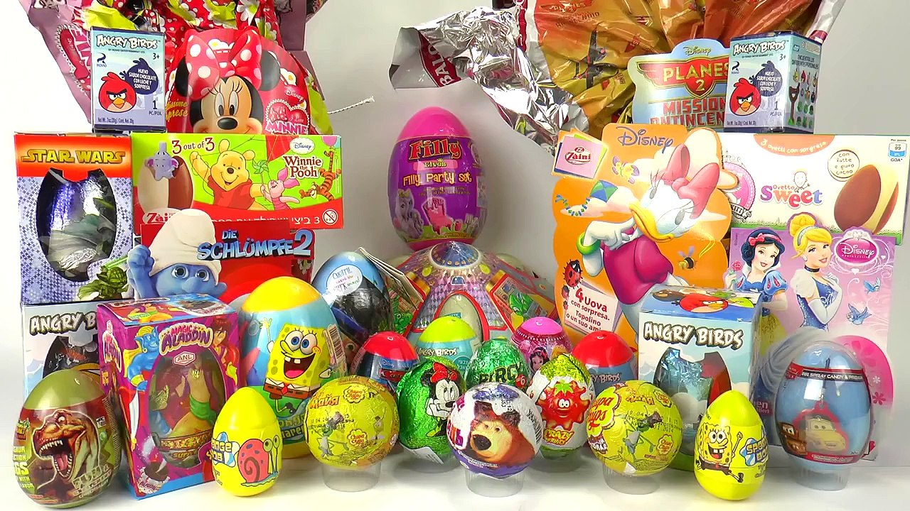 50 Surprise Eggs! Kinder Zaini Maxi Surprise eggs Unboxing, music Nursery Rhymes