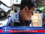 COMERCIANTES DEL MERCADO COVADONGA RECIBEN DONACION DE CALAMINAS LUEGO DE QUE FUERTES VIENTOS DESTRUYERAN PARTE DEL TECHO DE DICHO MERCADO