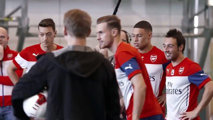 Ozil, Podolski, Cazorla Tires Challenge in Arsenal Training Center
