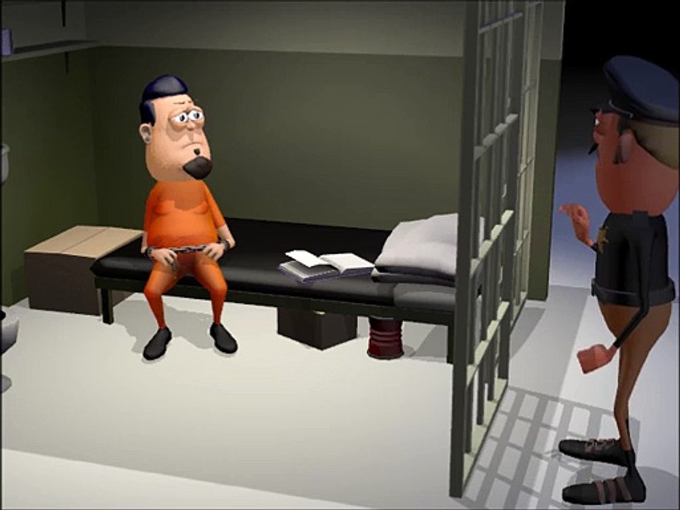 Policeman and Prisoner , a funny animation