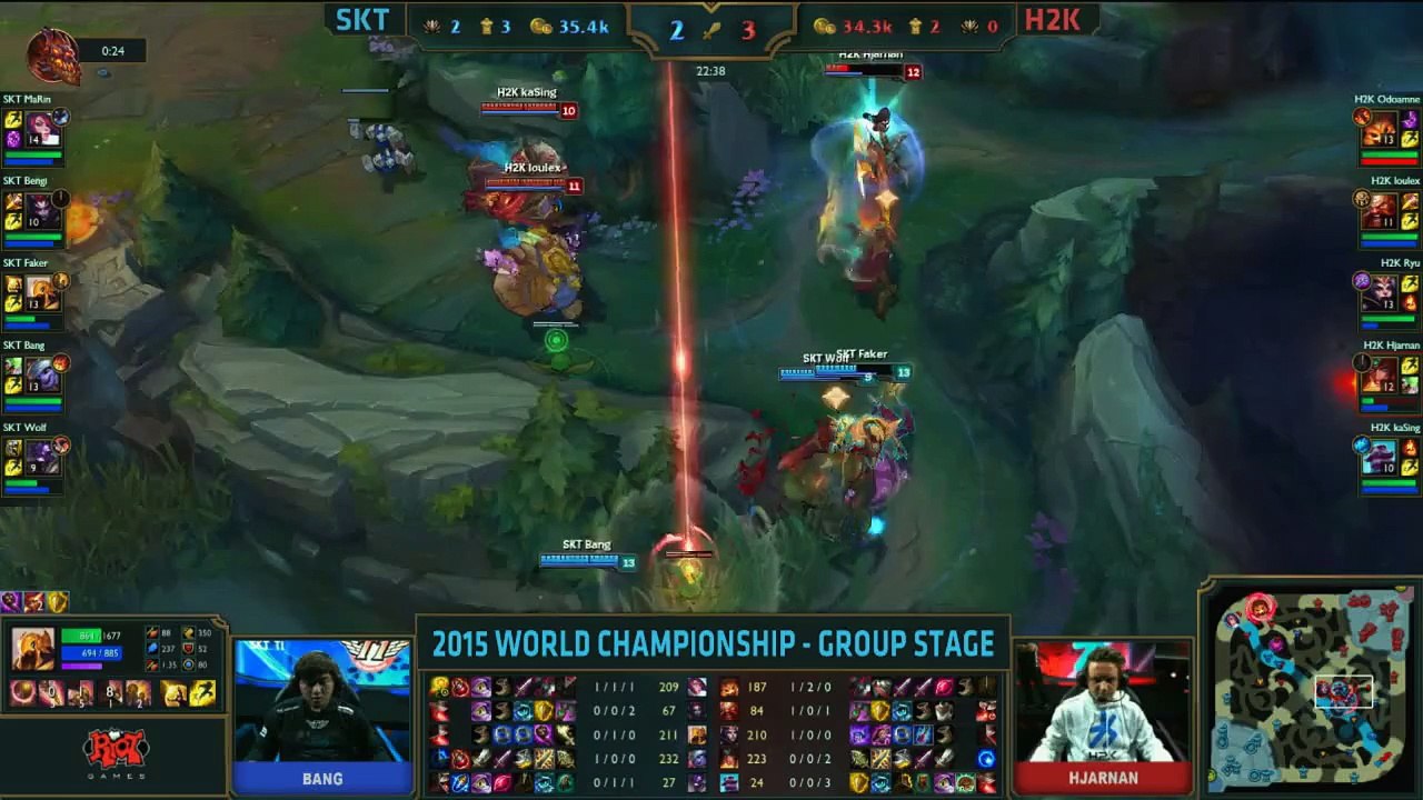 SKT vs H2K - Marin turns the fight around - Worlds 2015 - League of Legends